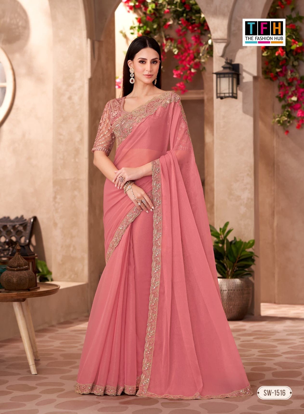 TFH Sandalwood-15 Designer Party Wear Saree with Fancy Designer Blouse