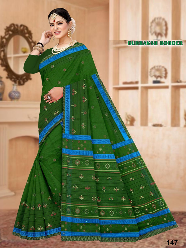 RUDRAKSH BORDER PRINTED SAREE PURE COTTON (M.R.SAREE EMPORIUM)