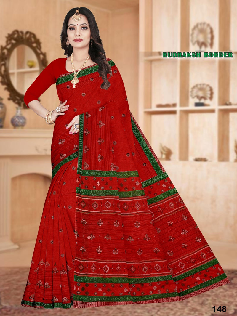 RUDRAKSH BORDER PRINTED SAREE PURE COTTON (M.R.SAREE EMPORIUM)