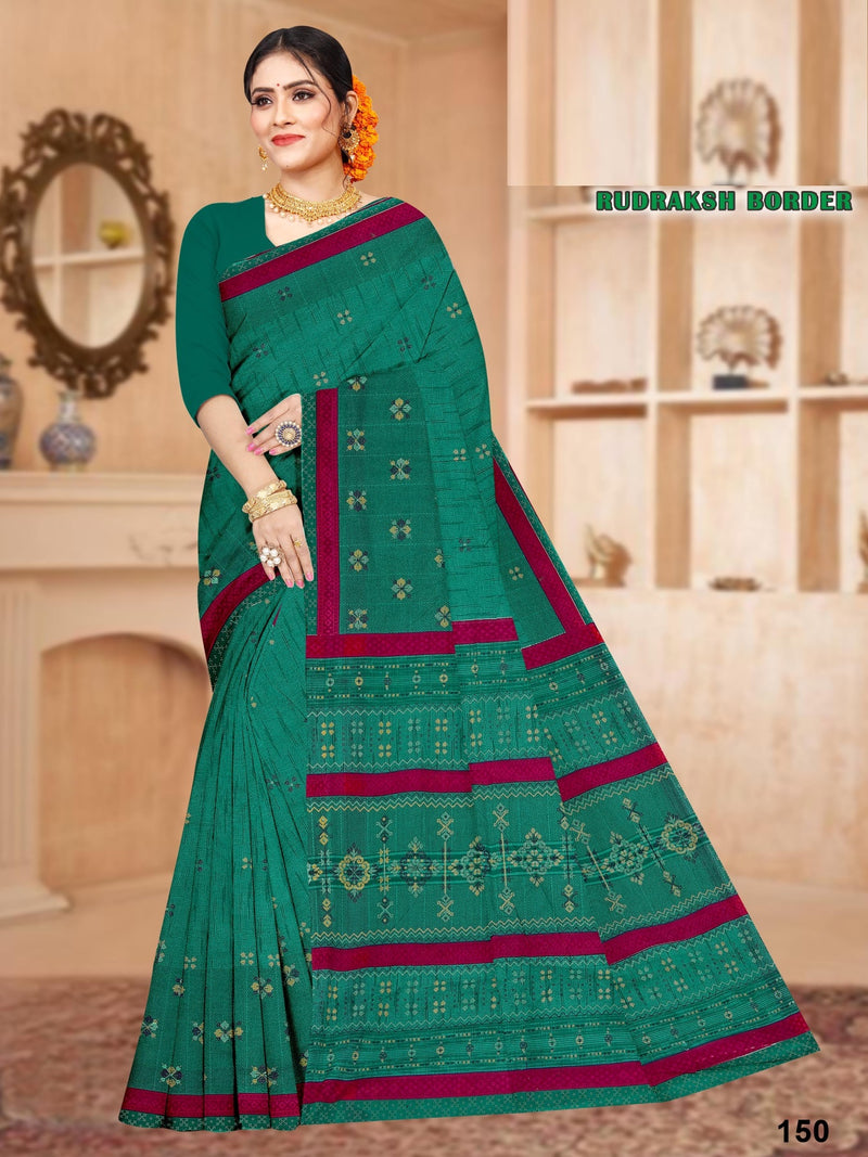 RUDRAKSH BORDER PRINTED SAREE PURE COTTON (M.R.SAREE EMPORIUM)