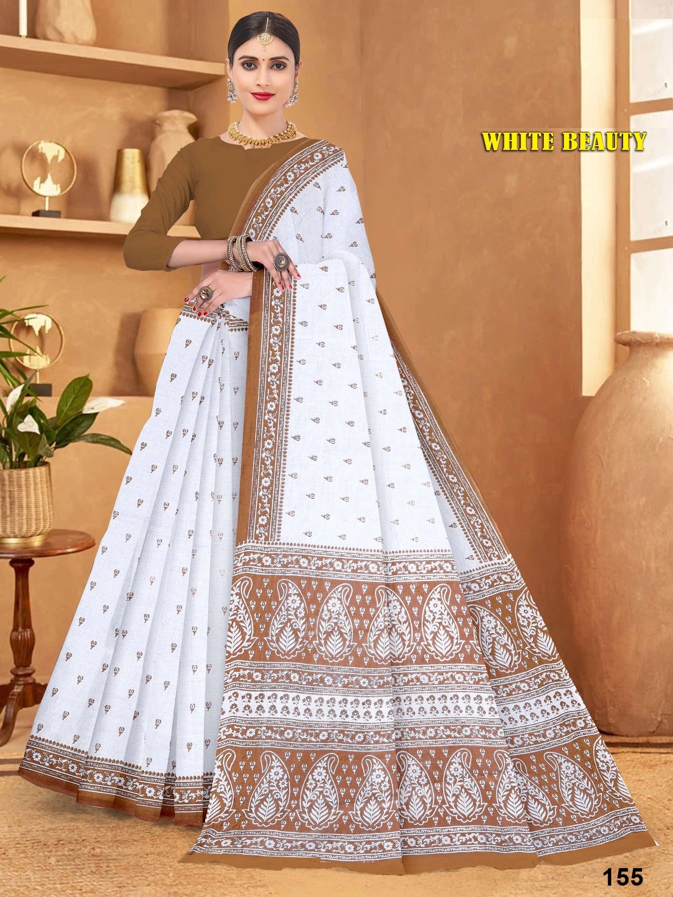 WHITE BEAUTY PURE COTTON SAREE (M.R.SAREE EMPORIUM )
