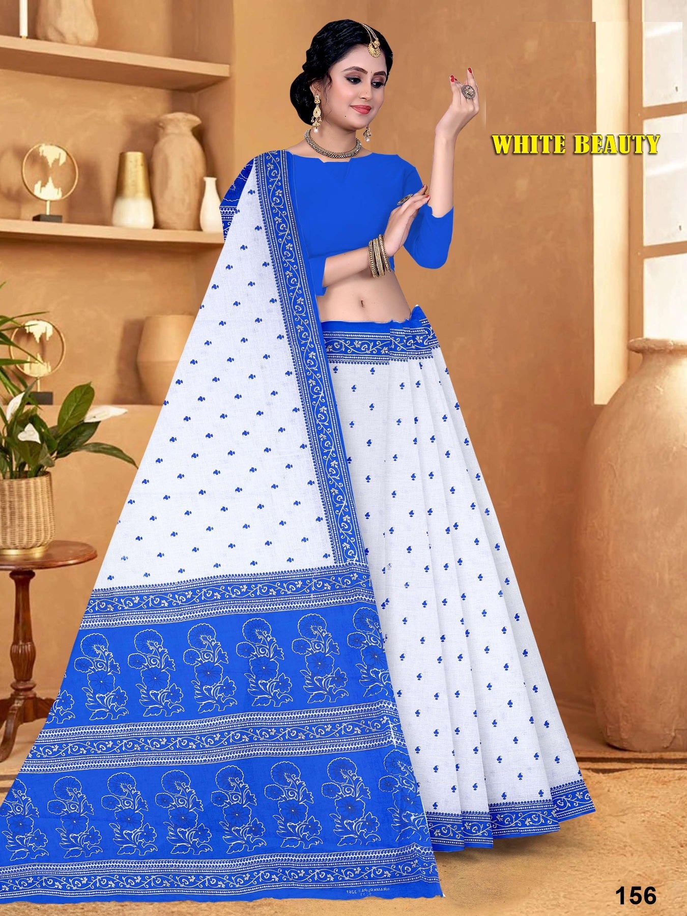 WHITE BEAUTY PURE COTTON SAREE (M.R.SAREE EMPORIUM )