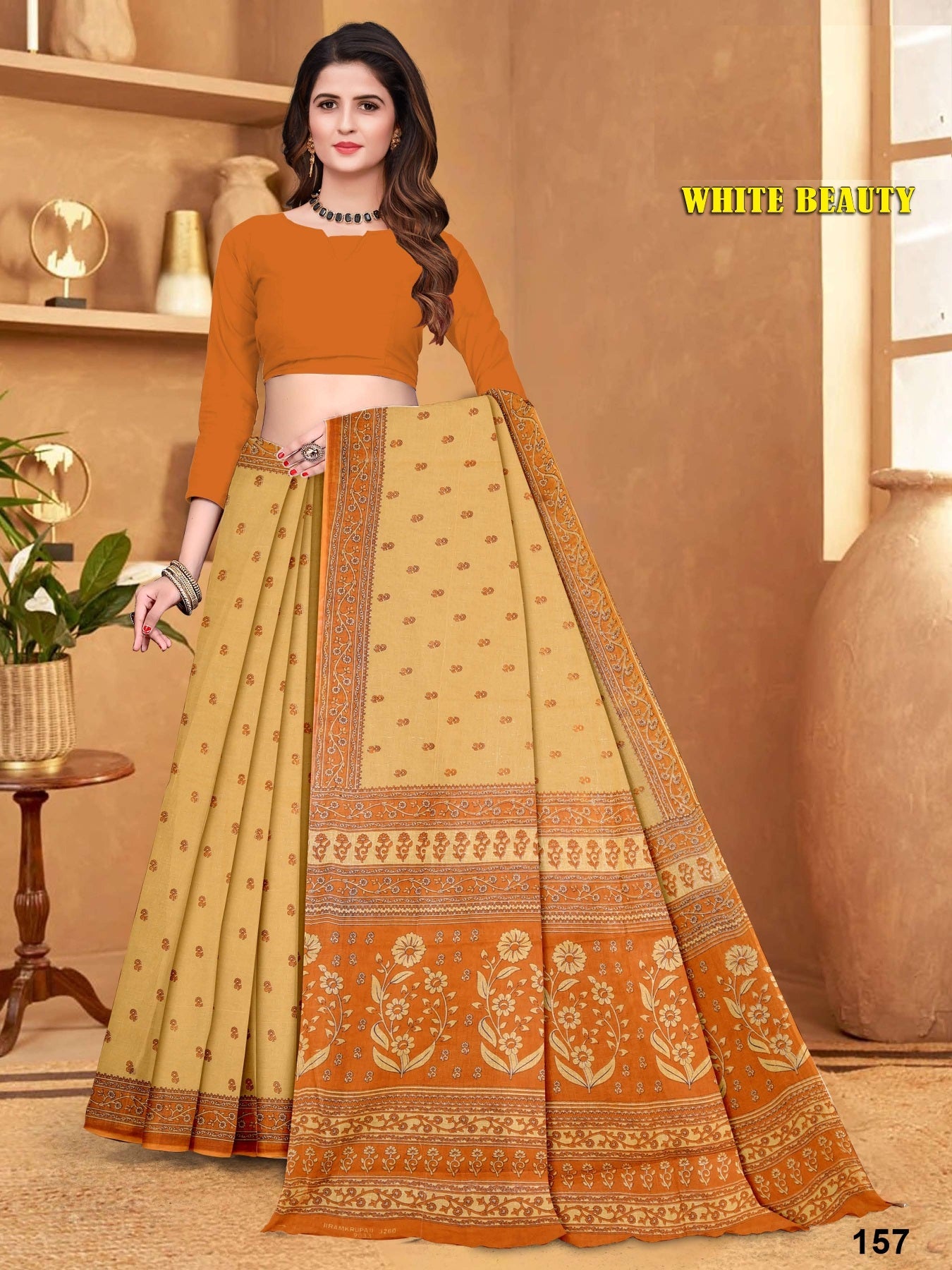 WHITE BEAUTY PURE COTTON SAREE (M.R.SAREE EMPORIUM )