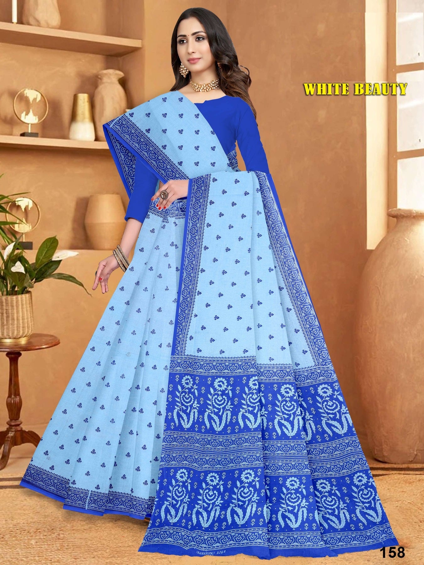 WHITE BEAUTY PURE COTTON SAREE (M.R.SAREE EMPORIUM )