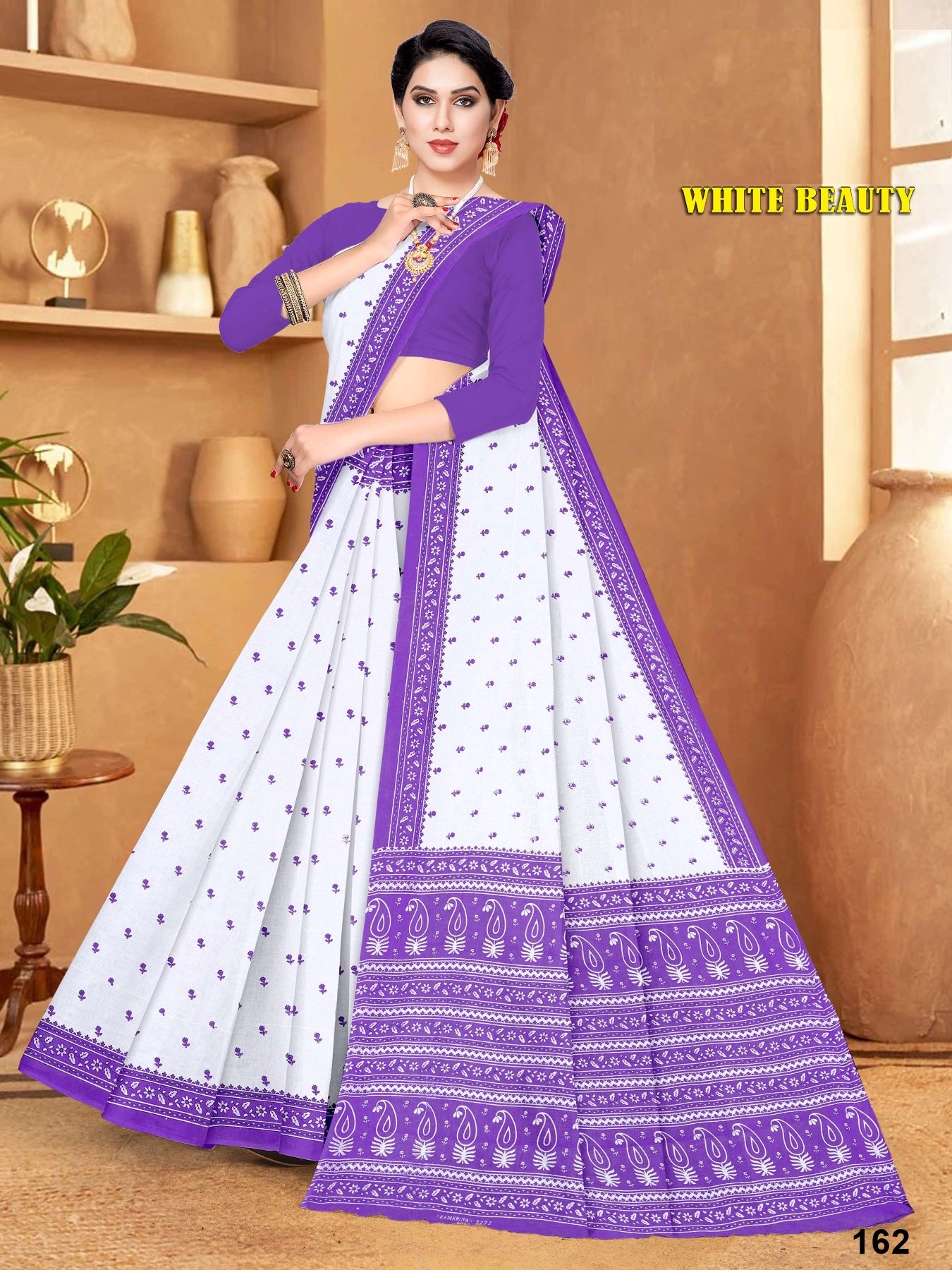 WHITE BEAUTY PURE COTTON SAREE (M.R.SAREE EMPORIUM )