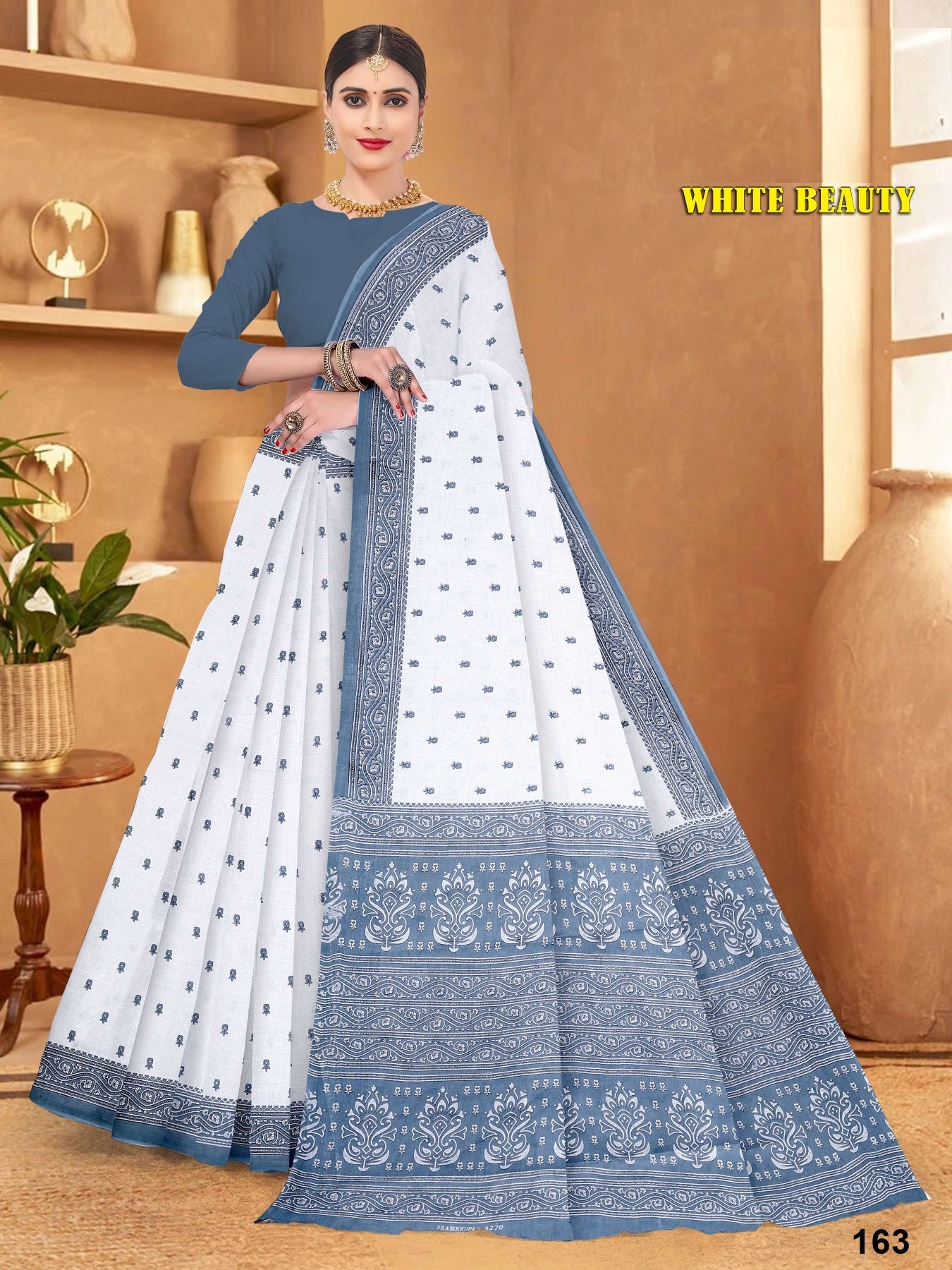 WHITE BEAUTY PURE COTTON SAREE (M.R.SAREE EMPORIUM )