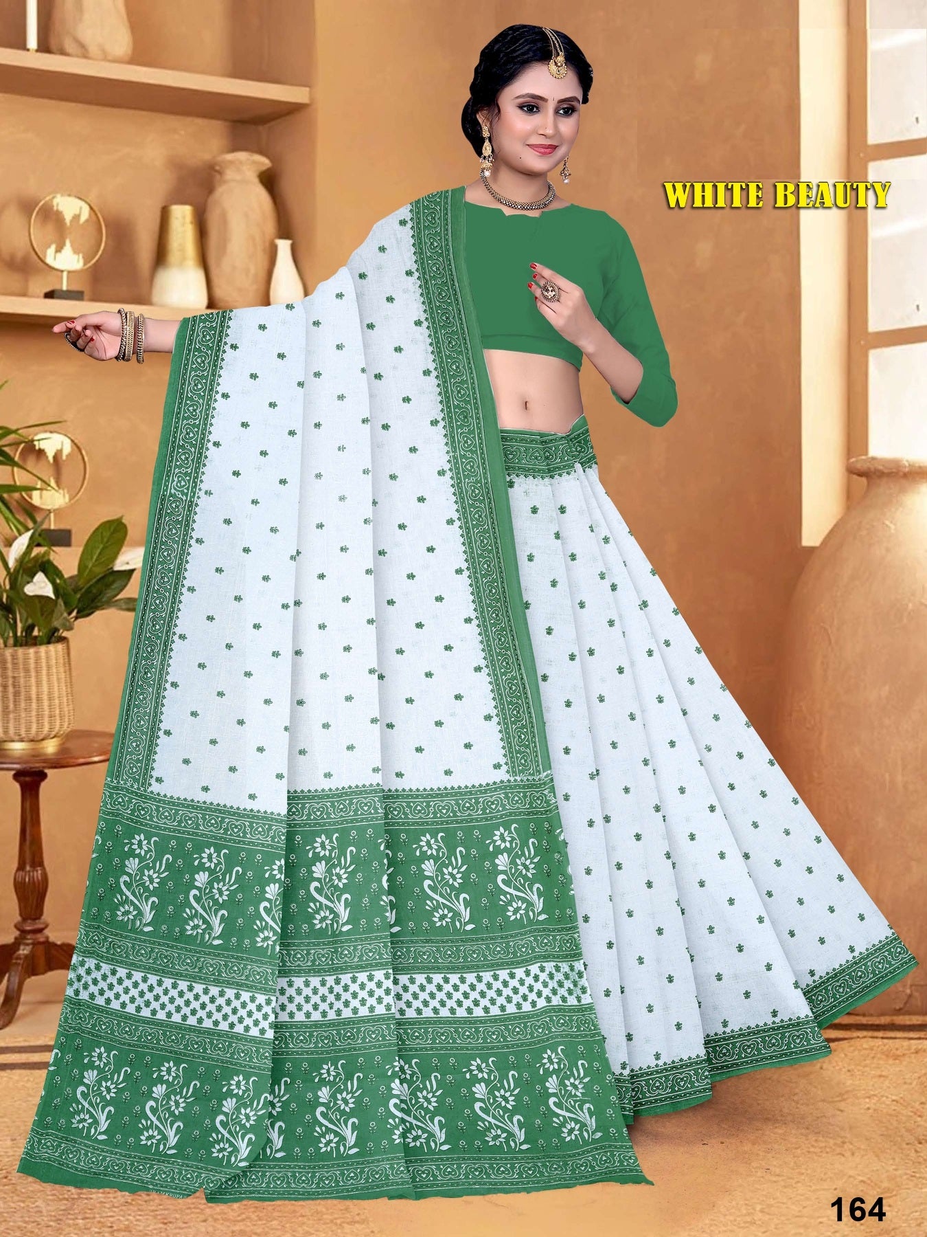 WHITE BEAUTY PURE COTTON SAREE (M.R.SAREE EMPORIUM )