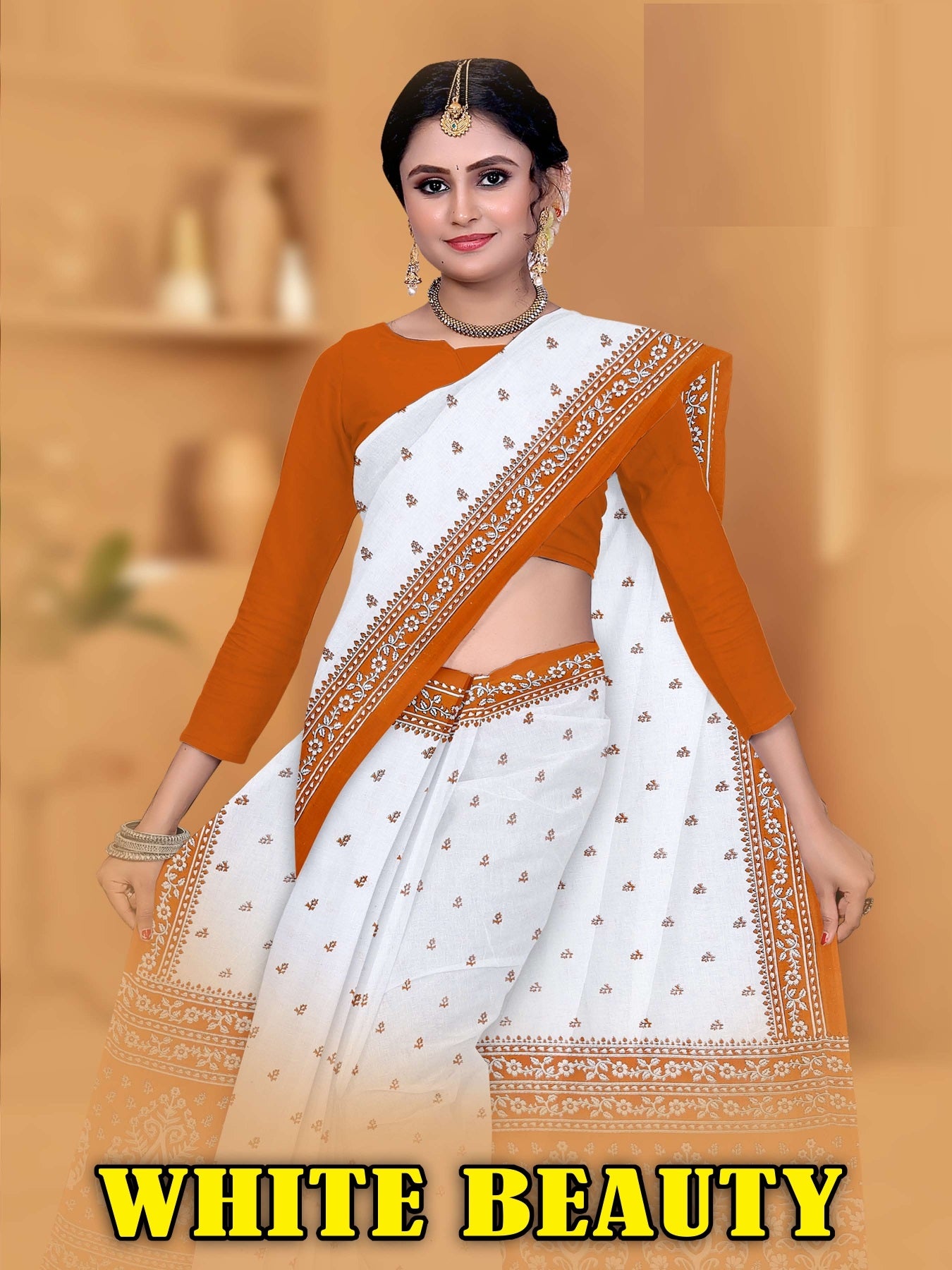 WHITE BEAUTY PURE COTTON SAREE (M.R.SAREE EMPORIUM )