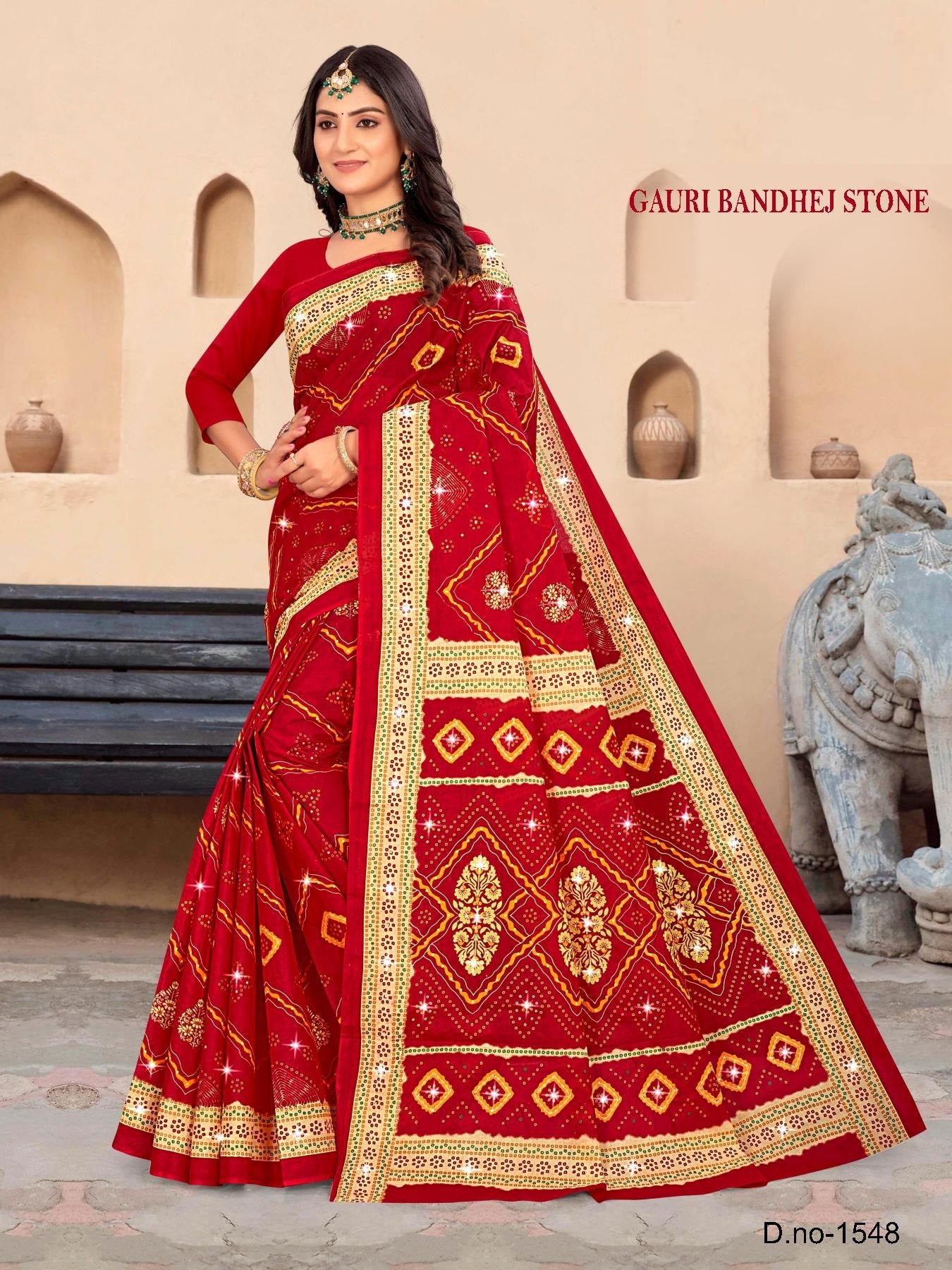 Gauri Bandhej Stone (M.R.SAREE EMPORIUM)