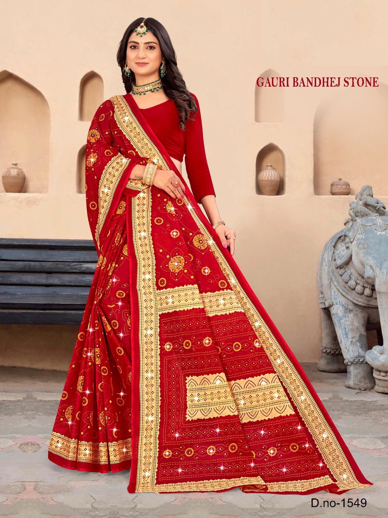 Gauri Bandhej Stone (M.R.SAREE EMPORIUM)