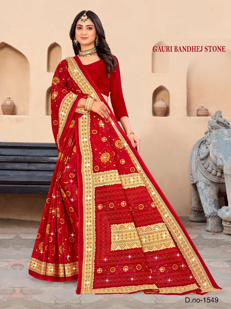 Gauri Bandhej Stone (M.R.SAREE EMPORIUM)