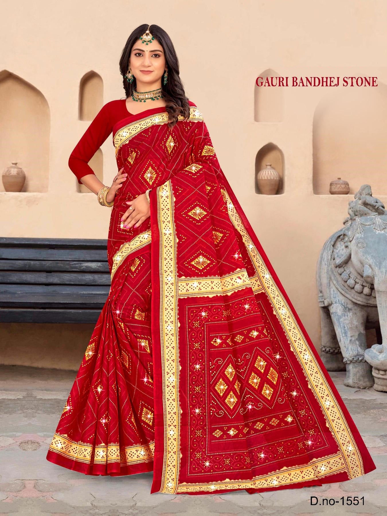 Gauri Bandhej Stone (M.R.SAREE EMPORIUM)