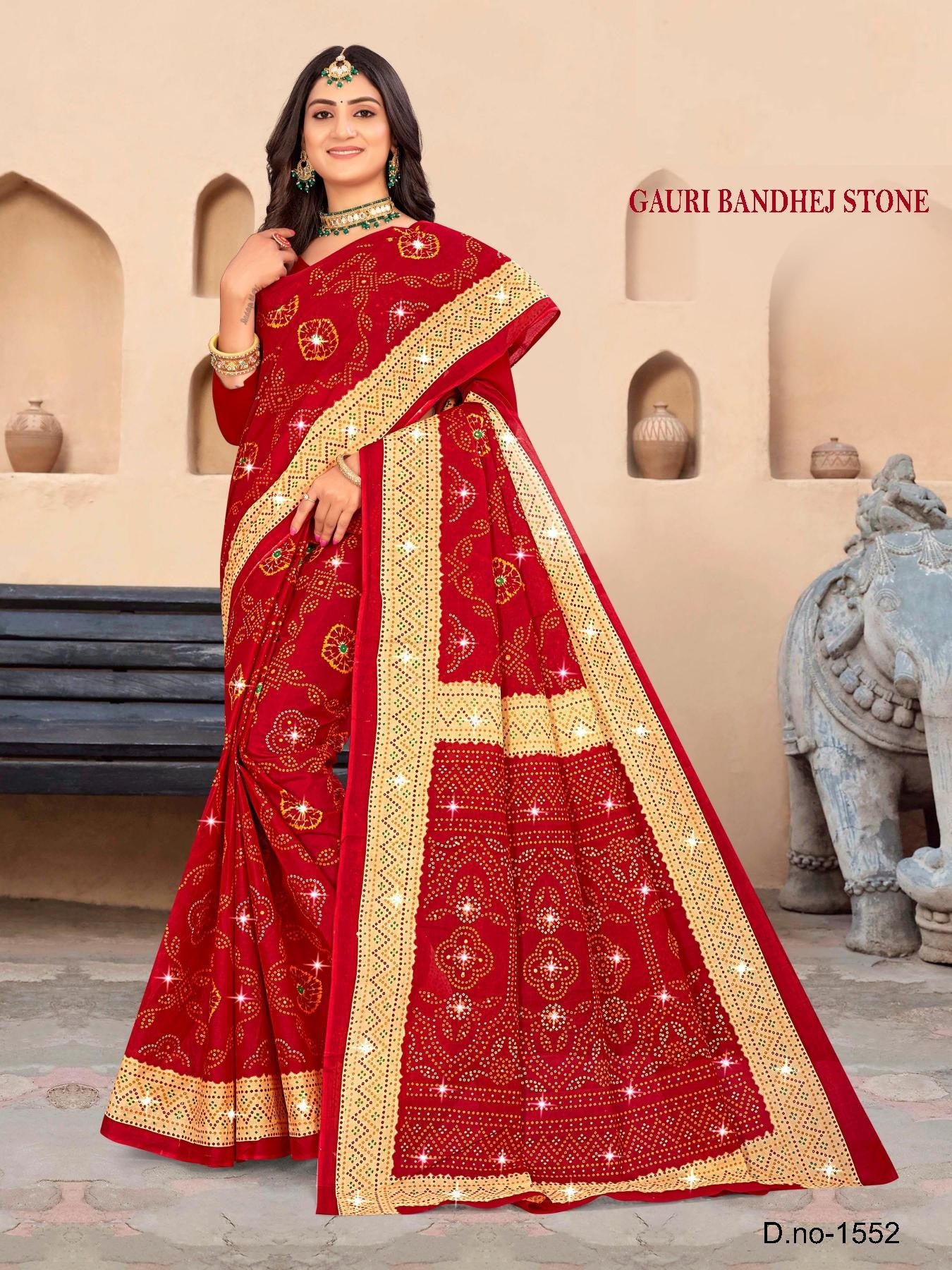 Gauri Bandhej Stone (M.R.SAREE EMPORIUM)