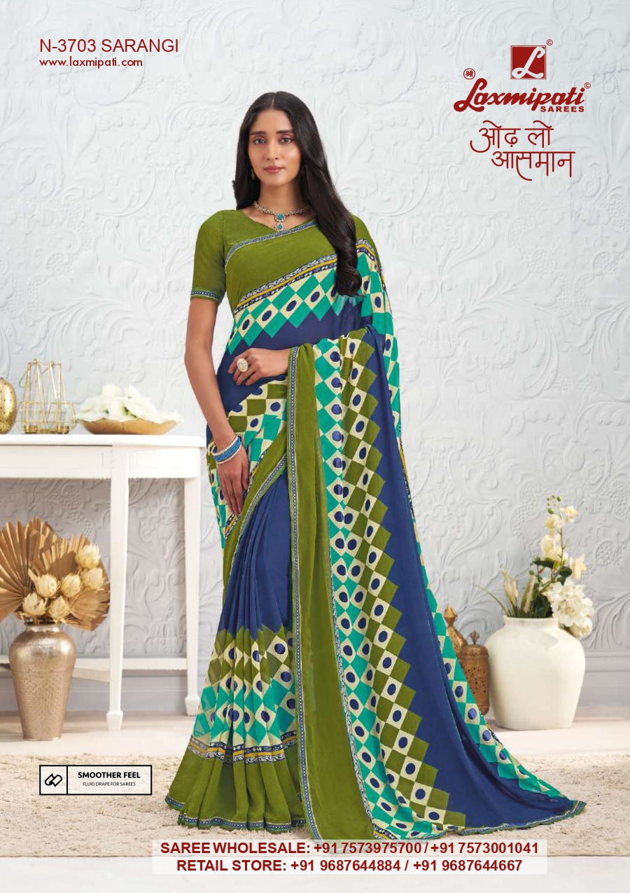 Laxmipati Saira Georgette Floral Printed Saree - 12 Pcs Set