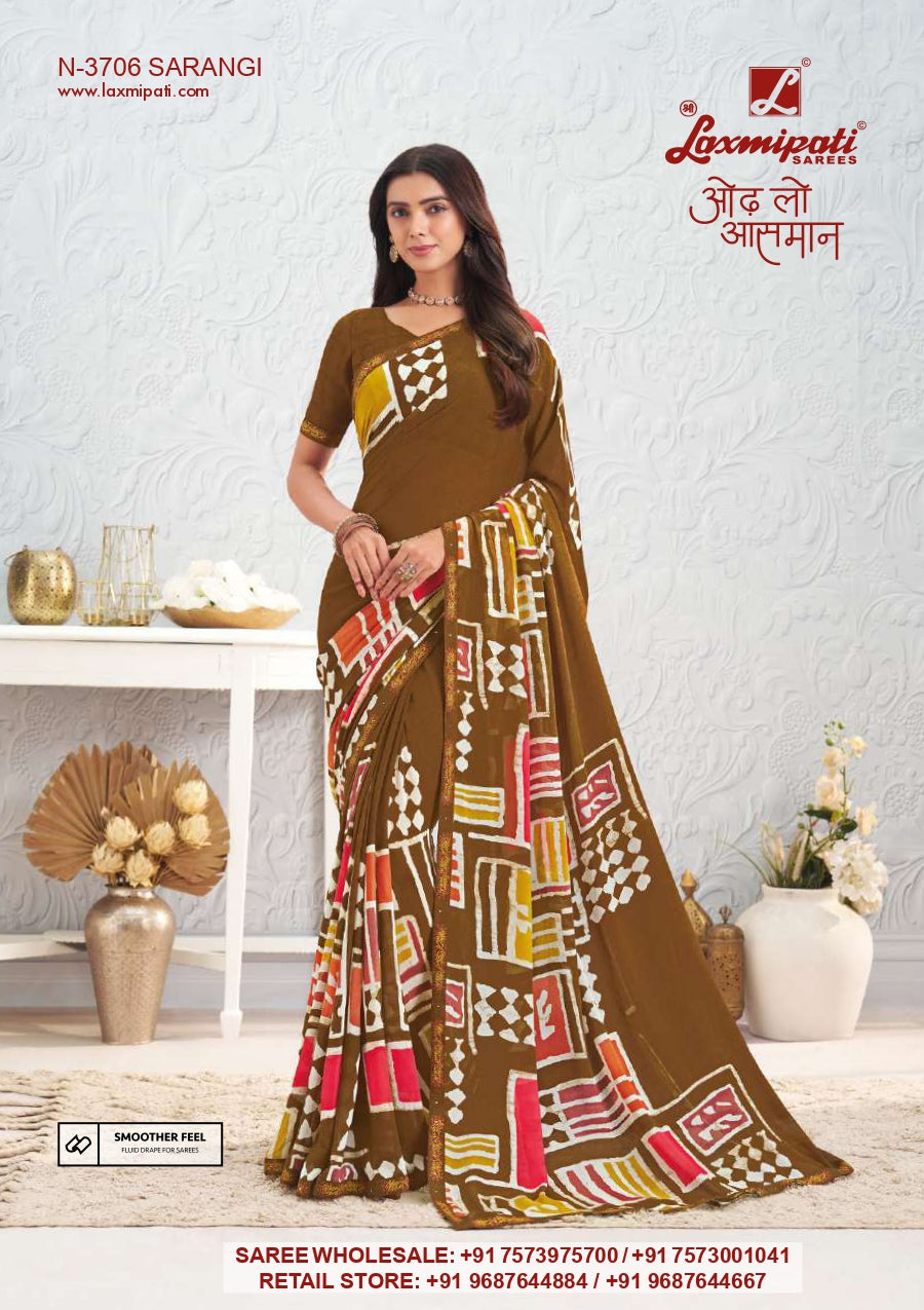 Laxmipati Saira Georgette Floral Printed Saree - 12 Pcs Set