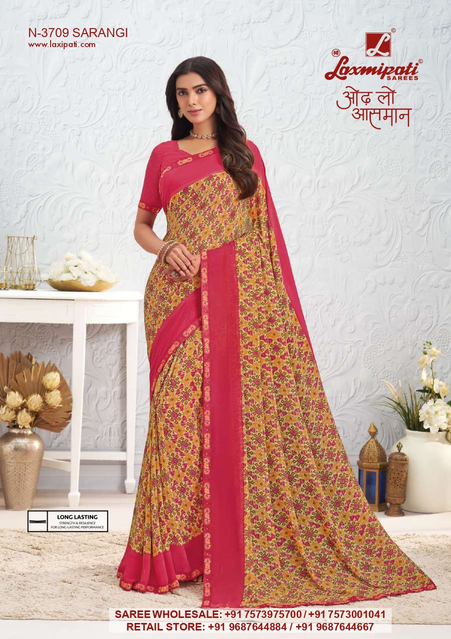 Laxmipati Saira Georgette Floral Printed Saree - 12 Pcs Set