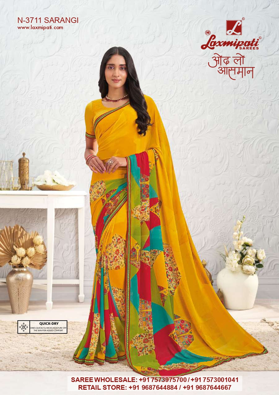 Laxmipati Saira Georgette Floral Printed Saree - 12 Pcs Set