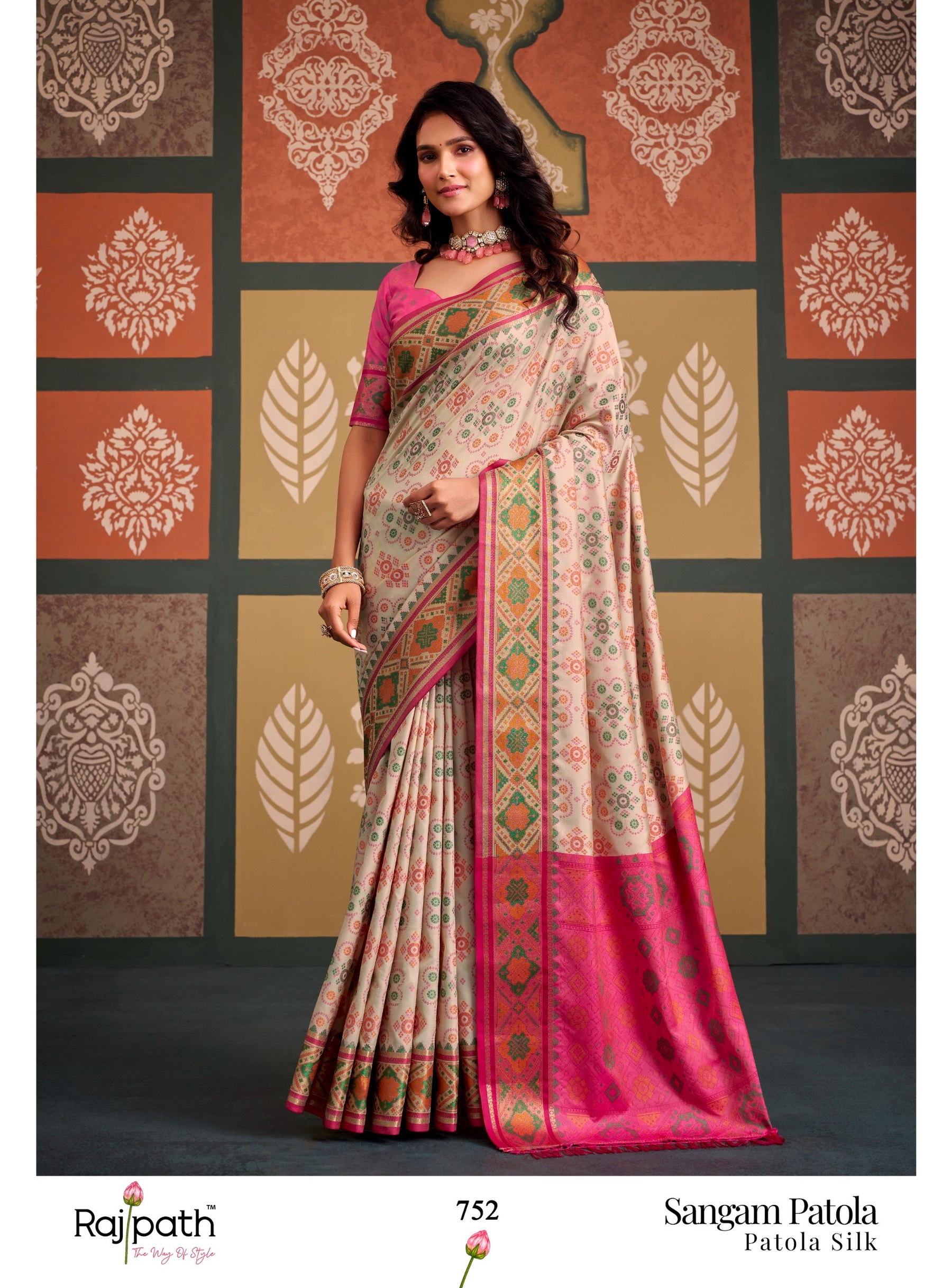 Sangam Patola Silk Saree for Women - Traditional Printed Designer Saree (8 Pcs Set - Single Available) - M.R. Saree Emporium