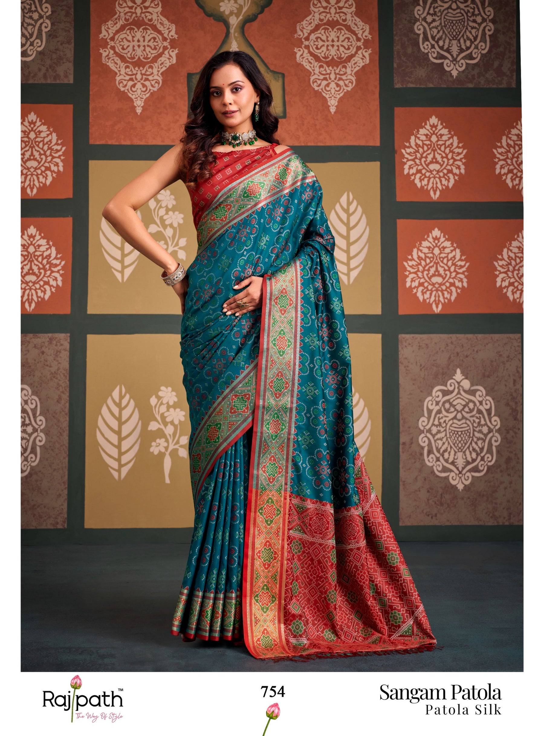 Sangam Patola Silk Saree for Women - Traditional Printed Designer Saree (8 Pcs Set - Single Available) - M.R. Saree Emporium