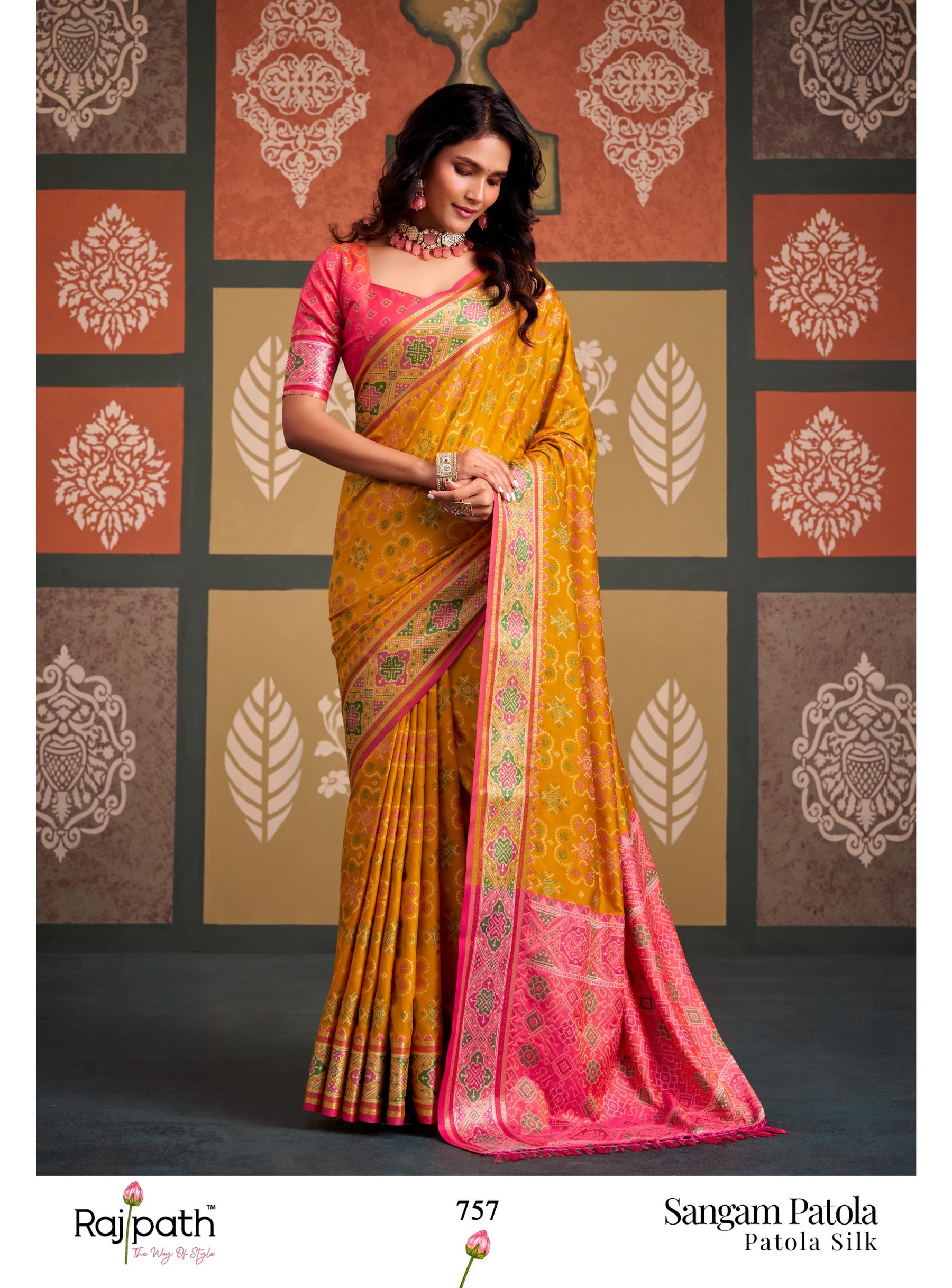 Sangam Patola Silk Saree for Women - Traditional Printed Designer Saree (8 Pcs Set - Single Available) - M.R. Saree Emporium