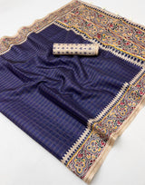 Charvi Tusser Silk Saree for Women - Bentex Border & Zari Checks Designer Saree (Single Piece Available) - M.R. Saree Emporium