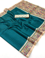 Charvi Tusser Silk Saree for Women - Bentex Border & Zari Checks Designer Saree (Single Piece Available) - M.R. Saree Emporium
