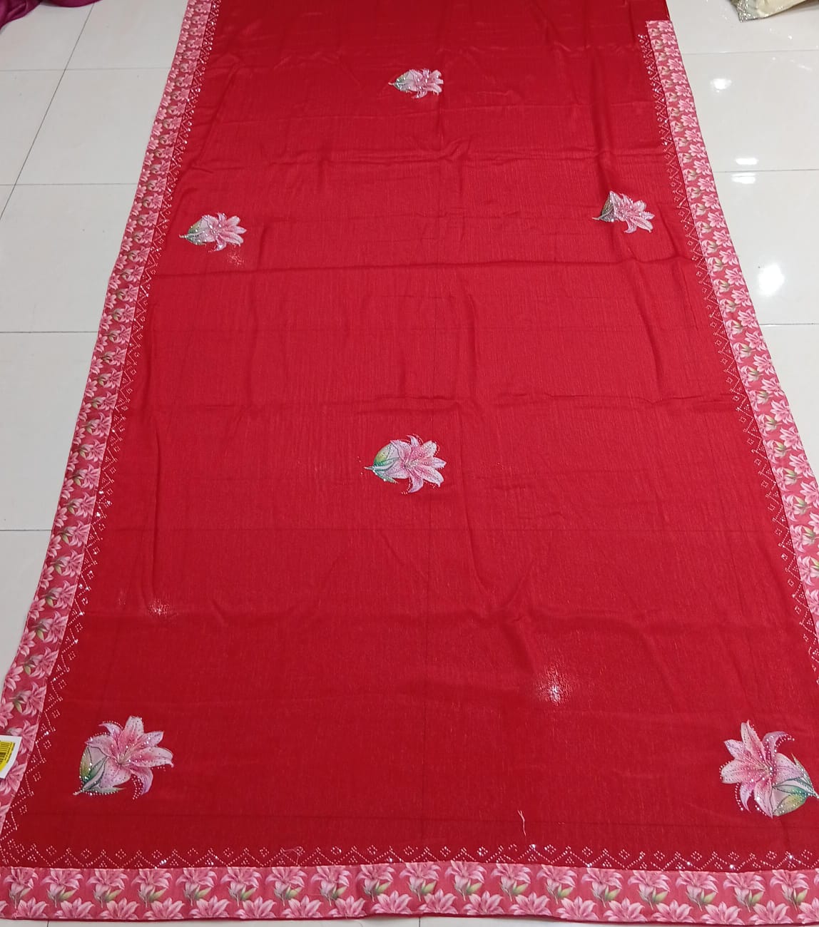 Satin Work Fancy Fabric with Stylish Border 5 Pcs Set-M.R. Saree Emporium