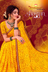 Shagun Bandhani Print Saree with Designer Border - 8 Pcs Set