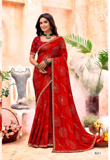 Shagun Bandhani Print Saree with Designer Border - 8 Pcs Set