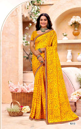 Shagun Bandhani Print Saree with Designer Border - 8 Pcs Set