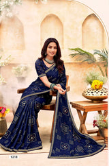 Shagun Bandhani Print Saree with Designer Border - 8 Pcs Set