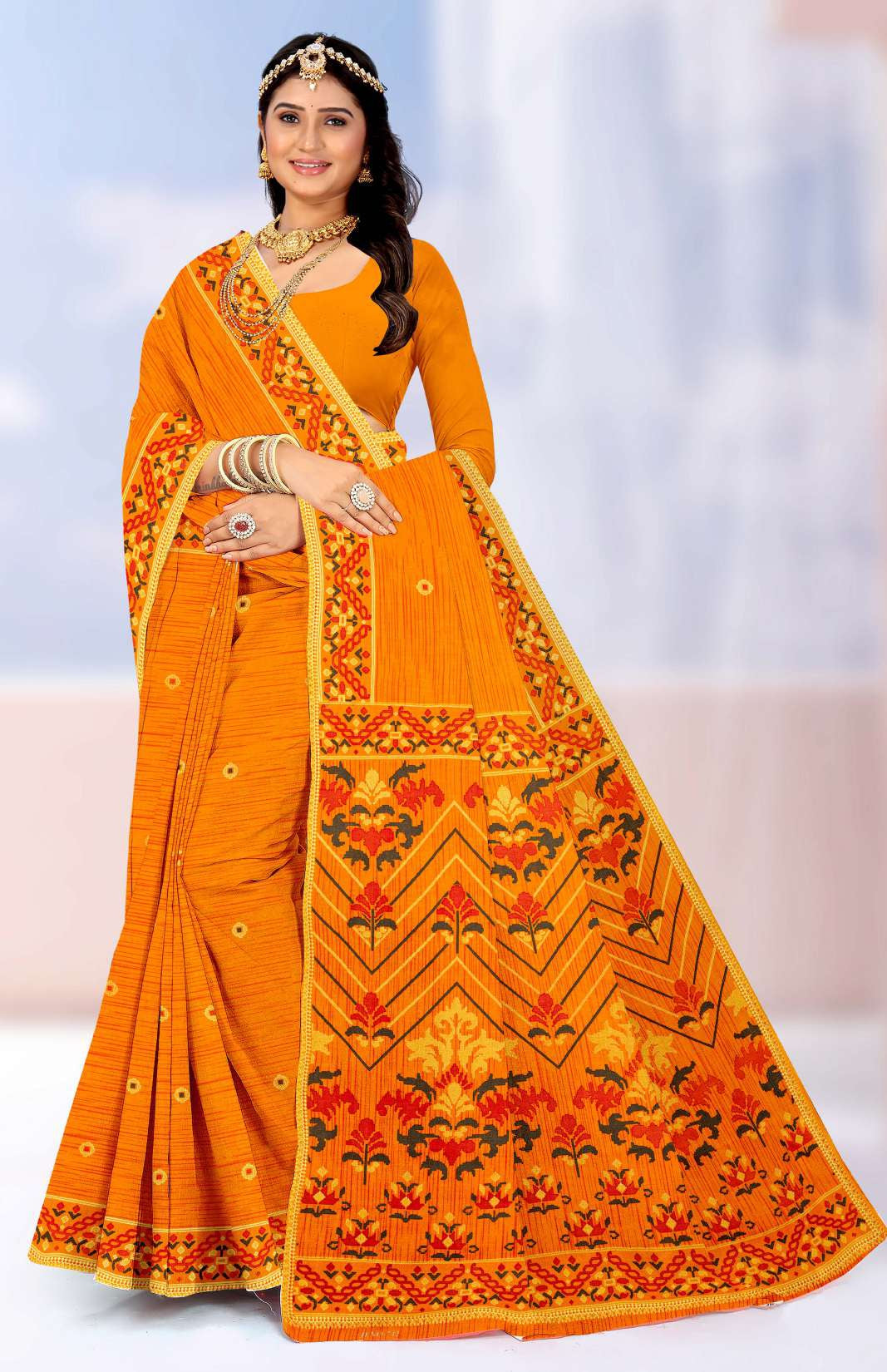 Shagun Payal Pure Cotton Printed Saree – 8 Pcs Set-M.R. Saree Emporium