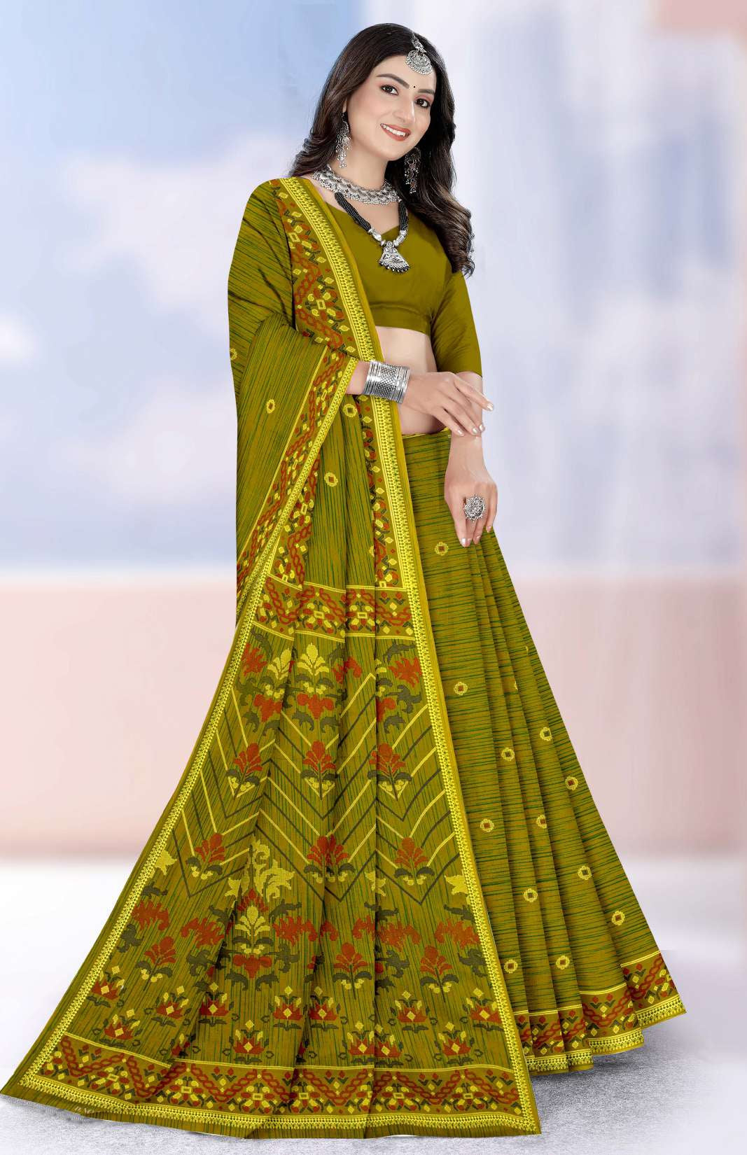 Shagun Payal Pure Cotton Printed Saree – 8 Pcs Set-M.R. Saree Emporium