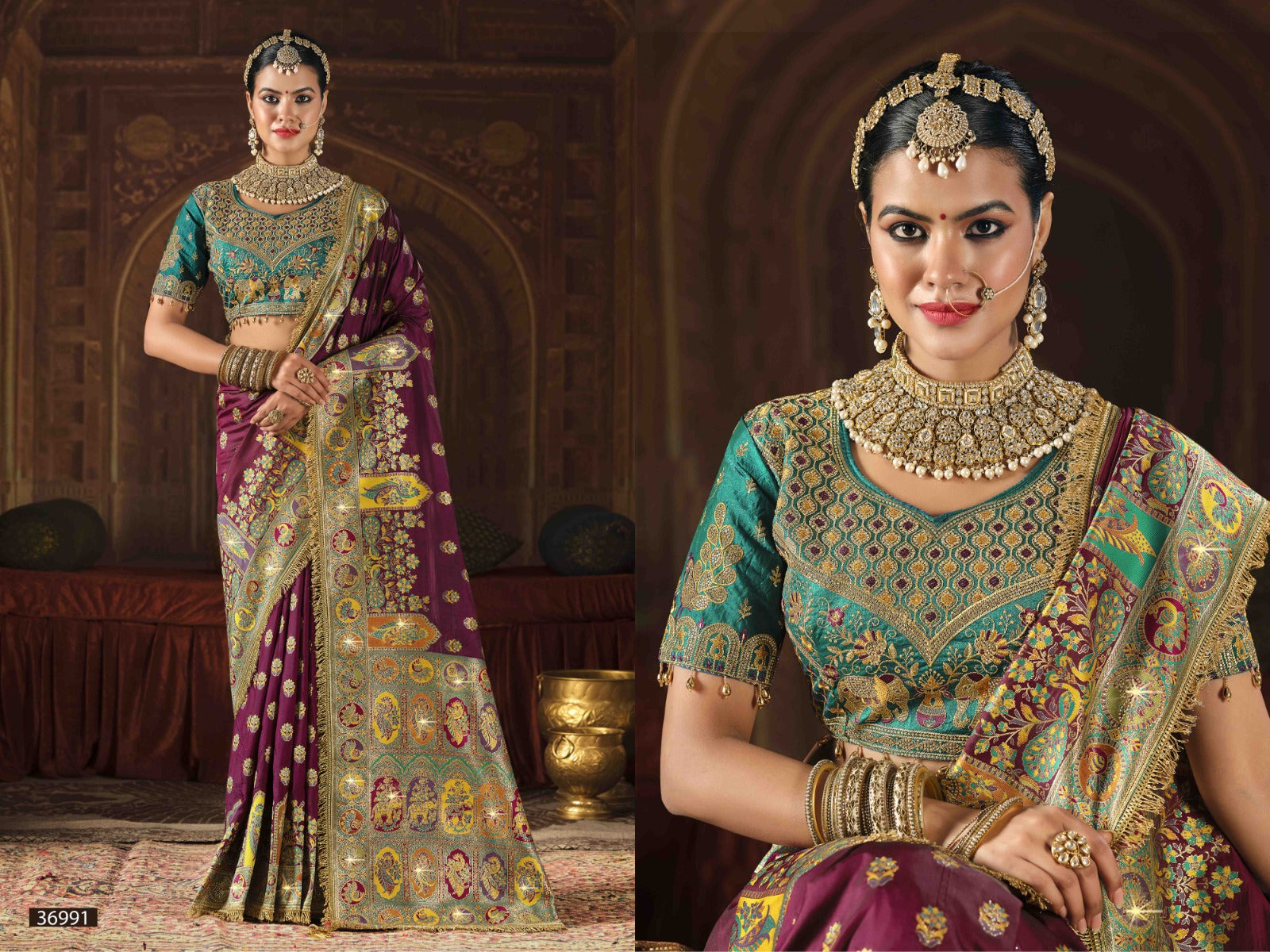 Shakunt Rupashree Fancy Swarovski Saree with Ready & Unstitched Blouse -5 Pcs Set-M.R. Saree Emporium