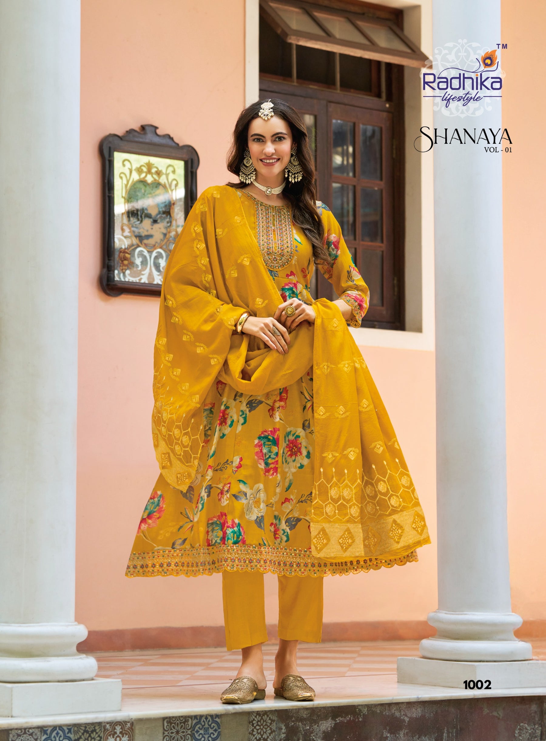 Shanaya Vol-1 Milano Print Kurti Set With Muslin Jacquard Dupatta – 6 PCS Set– M.R. Saree Emporium