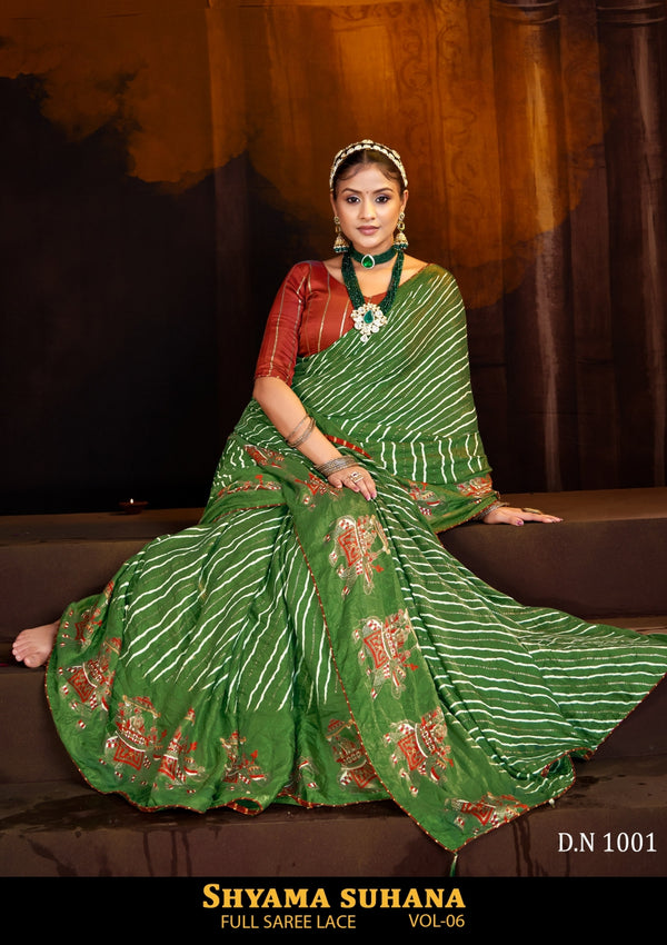 Kayaan Shyama Sunder Vol-6 Moss Chiffon Saree – 8 PCS Set – M.R. Saree Emporium