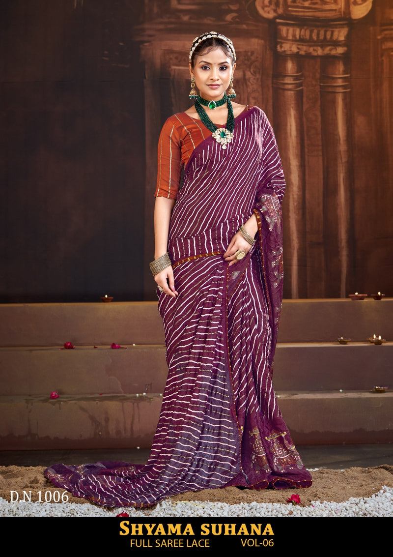 Kayaan Shyama Sunder Vol-6 Moss Chiffon Saree – 8 PCS Set – M.R. Saree Emporium
