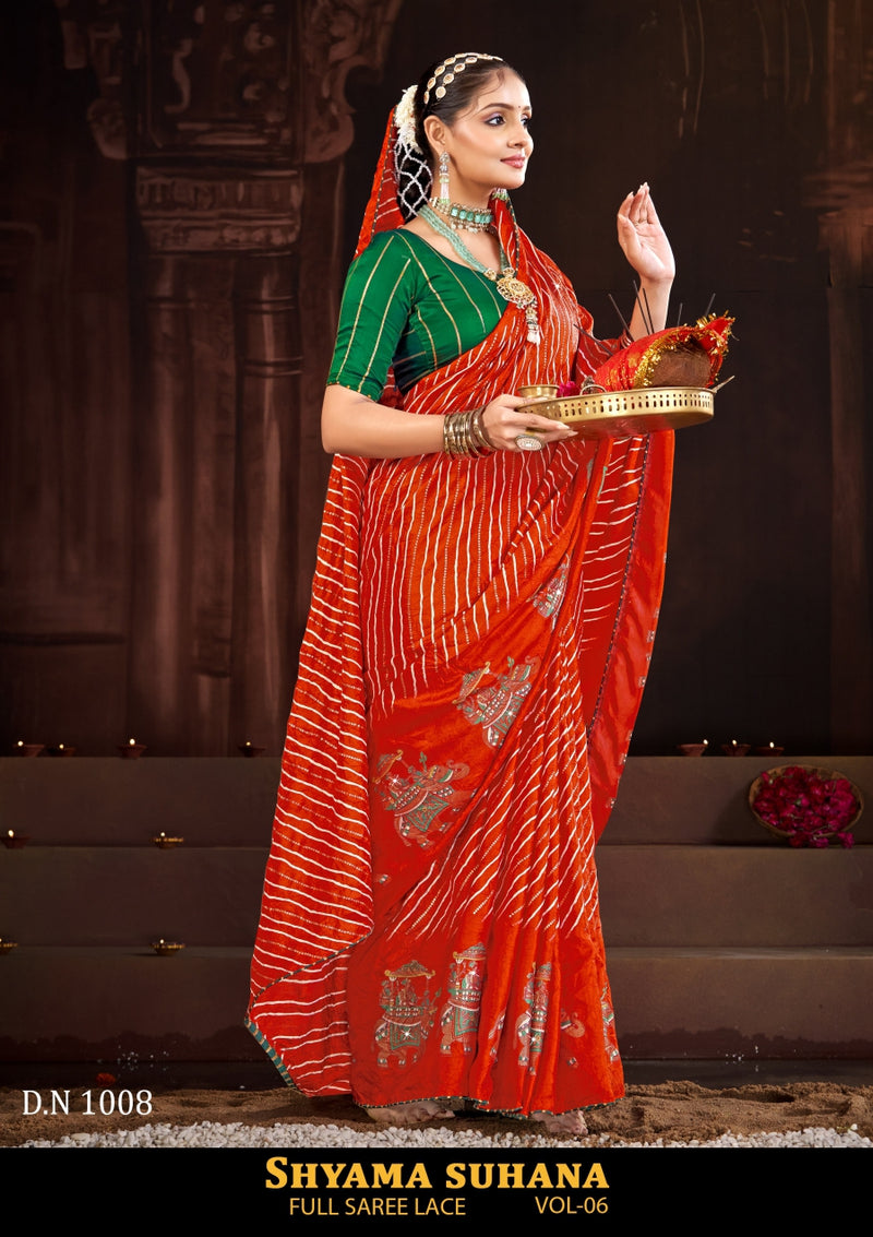 Kayaan Shyama Sunder Vol-6 Moss Chiffon Saree – 8 PCS Set – M.R. Saree Emporium
