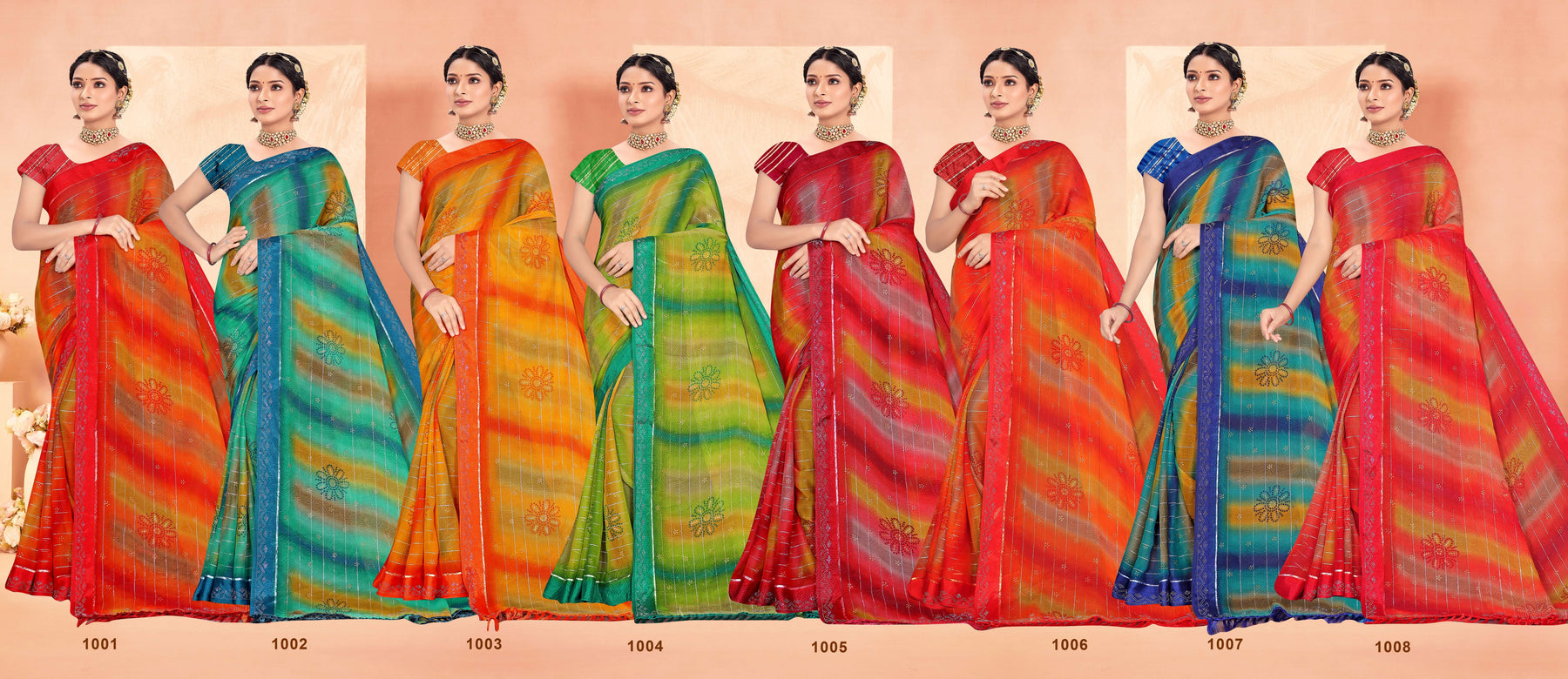 Silver Printed Saree Collection – 8 Pcs Set-Premium Women Saree Set – M.R. Saree Emporium