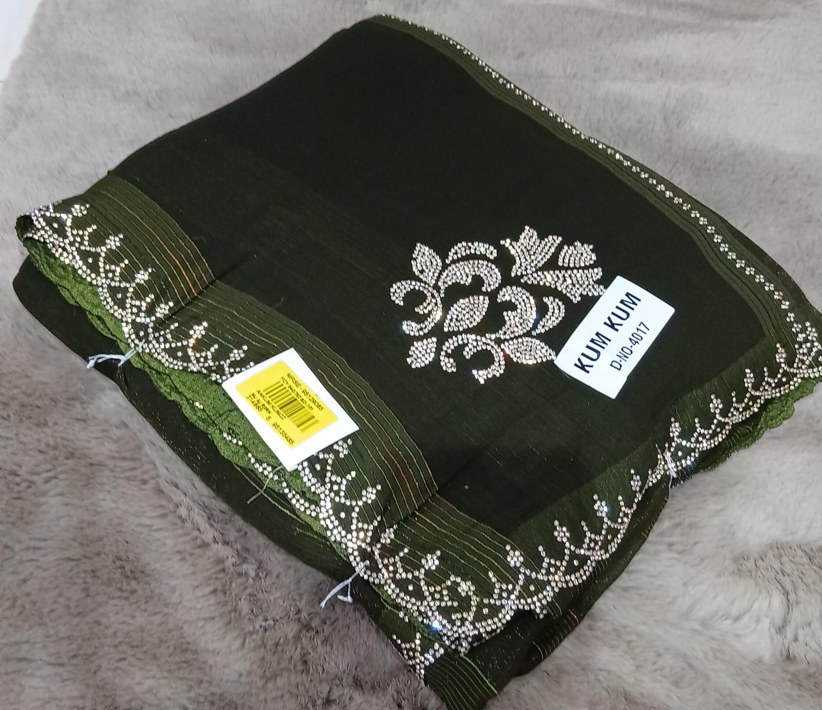 Simmar Fancy Moss Chiffon Saree – Lace Border & Elegant Butta Work M.R. Saree Emporium