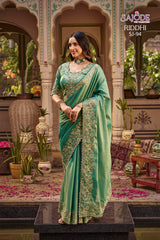 Sajode Riddhi Fancy Pure Fabric Designer Saree 12 Pcs Set
