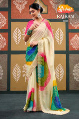 STAVAN RajRani Sparkal Chiffon Embroidered Saree - 6 Pcs Set