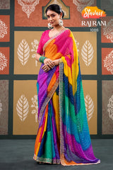 STAVAN RajRani Sparkal Chiffon Embroidered Saree - 6 Pcs Set