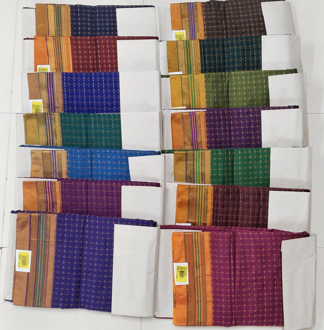 Star Plus Pure Cotton Saree with Checked Butti Design -14 PCS Set – M.R. Saree Emporium