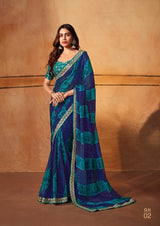 Stavan Gerua Pure Chiffon Saree with Embroidery Border & Designer Blouse (2 Pcs Set) – M.R. Saree Emporium