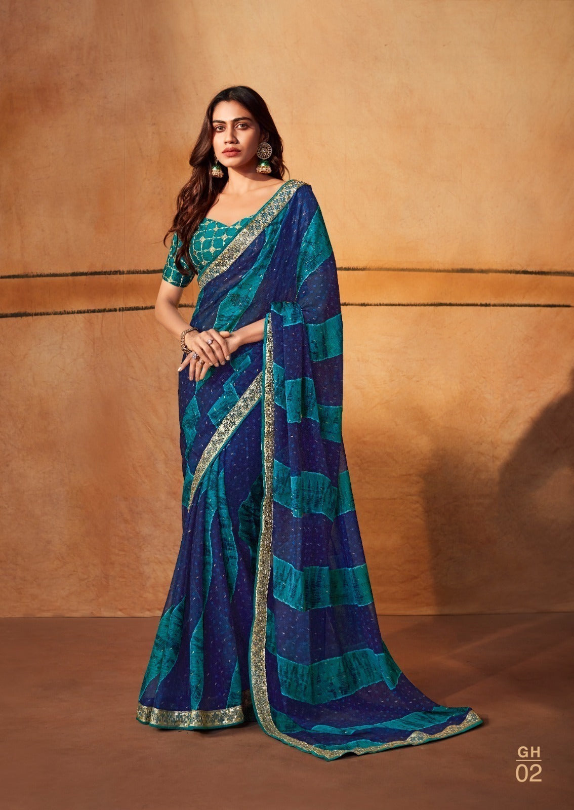 Stavan Gerua Pure Chiffon Saree with Embroidery Border & Designer Blouse (2 Pcs Set) – M.R. Saree Emporium