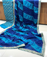 Stavan Gerua Pure Chiffon Saree with Embroidery Border & Designer Blouse (2 Pcs Set) – M.R. Saree Emporium