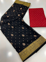 Stavan Dhwani Heavy Georgette Banarasi Foil Print Saree 2 Hit Colors Set - M.R. Saree Emporium