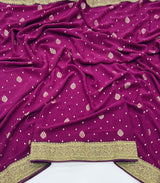 Stavan Dhwani Heavy Georgette Banarasi Foil Print Saree 2 Hit Colors Set - M.R. Saree Emporium