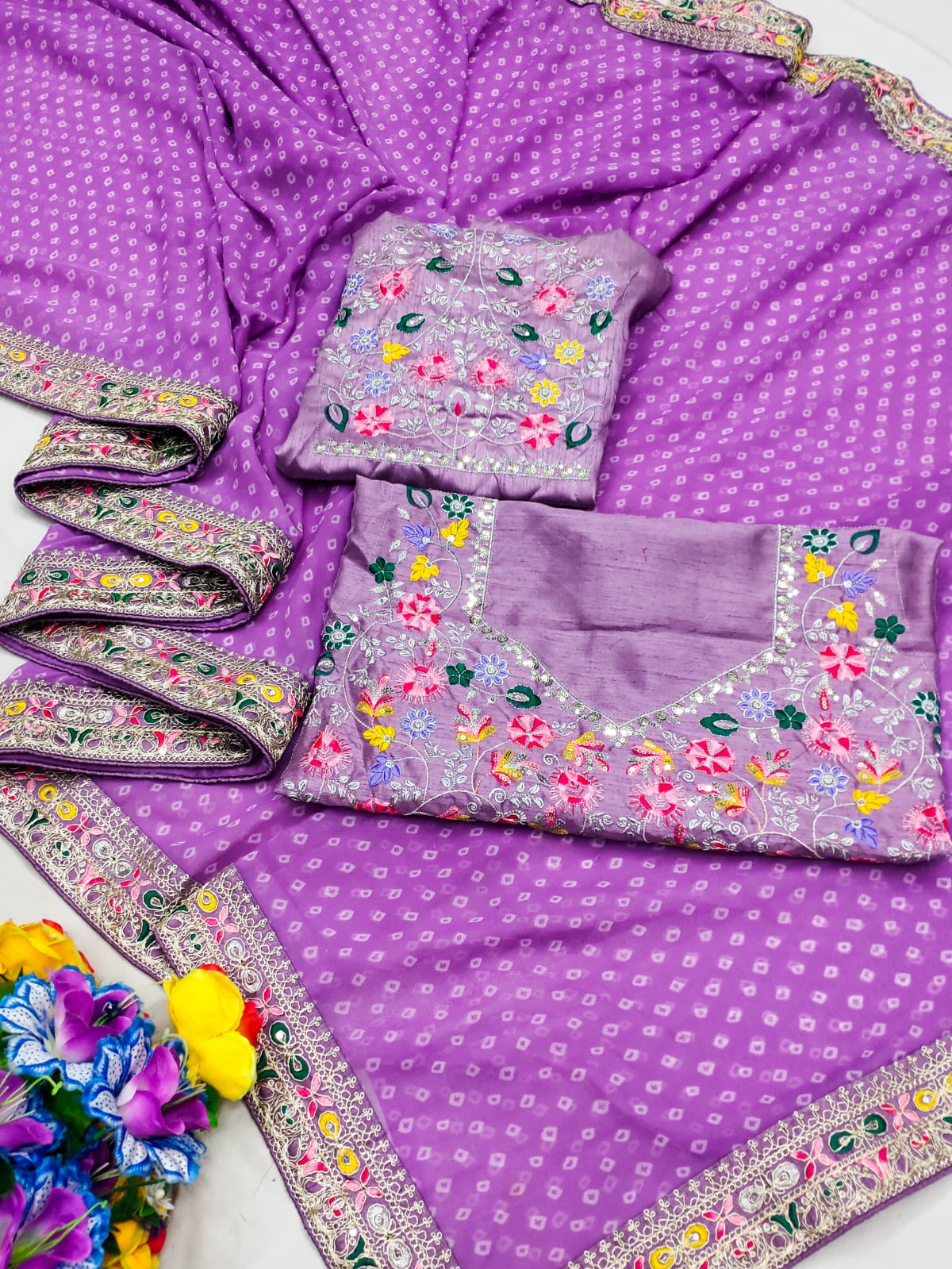 Stavan Raghumala Heavy Georgette Saree with Fancy Lace & Heavy Embroidery Blouse – M.R. Saree Emporium